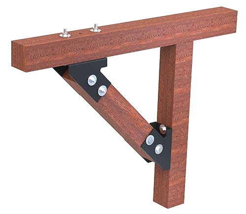 2 Stück 4 mm Dicke Stahl Schwerlast Balkenverbinder, Balkenträger, Holzverbinder, Winkelverbinder, Winkelstütze, Pfostenverbinder, Profilverbinder in schwarz (B: 120 mm) von EMPULA