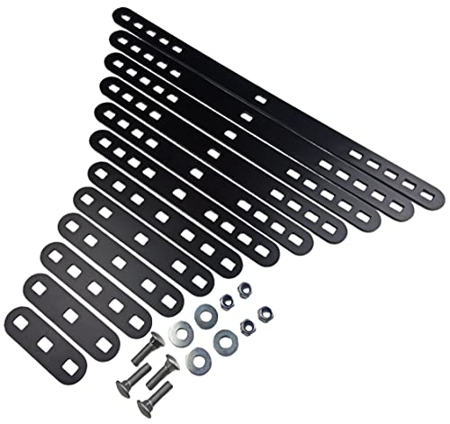 4 Stück 4 mm dicke Lochplatte Flachverbinder schwarz Elektrostatisch Pulverbeschichtet aus Stahl für Holz und Metall mit Schloßschrauben, Muttern, Scheiben (Länge: 150 mm) von EMPULA