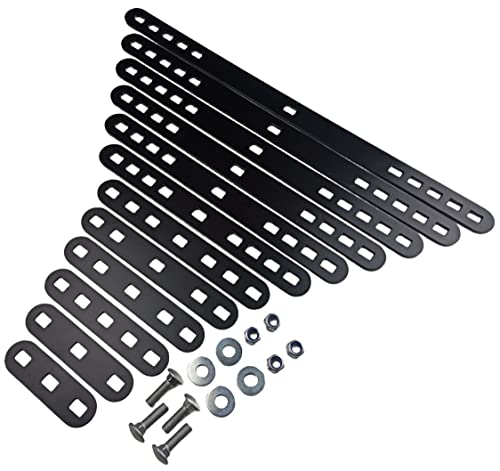 4 Stück 4 mm dicke Lochplatte Flachverbinder schwarz Elektrostatisch Pulverbeschichtet aus Stahl für Holz und Metall mit Schloßschrauben, Muttern, Scheiben (Länge: 300 mm) von EMPULA