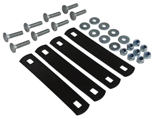 4 Stück Flachverbinder, Lochplatte, Verbindungsplatte, Reparaturplatte mit Langloch - aus Stahlblech in schwarz mit 8 Stück M8x35 Schlossschrauben, Scheiben, Sicherungsmuttern (L1: 80 x 115 mm) von EMPULA