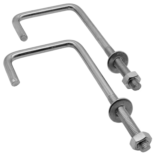 EMPULA M10 L Haken, Rohrhaken, Gewindehaken Stahl verzinkt 2 Stück mit Mutter & Scheibe (A: 210 x B: 102 x C: 70) von EMPULA