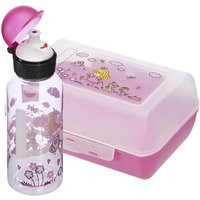 emsa Kinder Trinkflasche & Lunchbox Flasche: 0,4 l, Brotdose: 7,0 x 18,0 cm transparent, rosa von EMSA