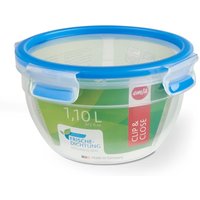 emsa Frischhaltedose CLIP & CLOSE 10 cm hoch 1,1 l transparent, blau von EMSA