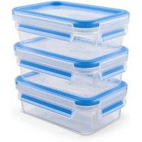 emsa Frischhaltedosen-Set CLIP & CLOSE 7 cm hoch 1,0 l transparent, blau von EMSA