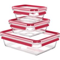 Emsa Frischhaltedose "Clip & Close Glas", (Set, 3 tlg.), 0,45/0,8/2L, gefrier-, backofen-, mikrowellen- und spülmaschinenfest von EMSA