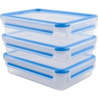 emsa Frischhaltedosen CLIP & CLOSE 5.8 cm hoch 3x 1,2 l transparent, blau von EMSA