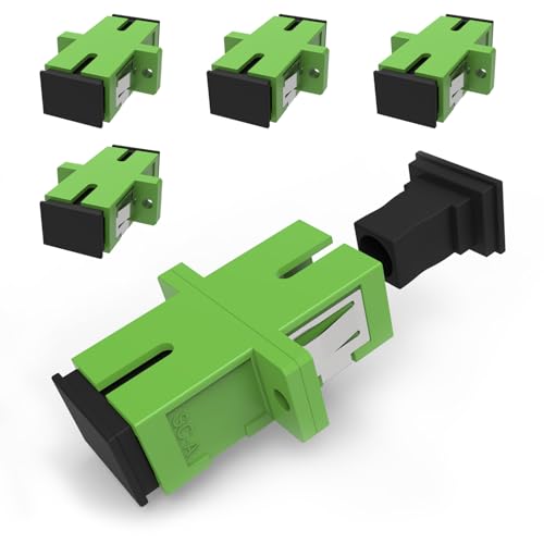 EMSECKO SC Adapter, SC-SC APC Singlemode, Keramik-Faser, 5er Pack, für Glasfasernetzwerke,LWL Adapter, Kupplung, Hochpräzise, Geringe Einfügedämpfung, Robust & Langlebig, Einfache Installation von EMSECKO