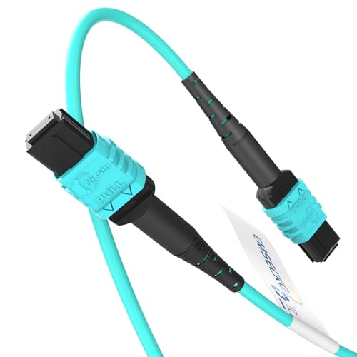 EMSECKO 10M OM3 Multimode LSZH MPO-MPO Patchkabel für FTTH, QSFP+ Transceiver MTP-kompatibles Verkabelungssystem - 8-adrig, Buchse Typ B, Aqua-Farbe von EMSECKO