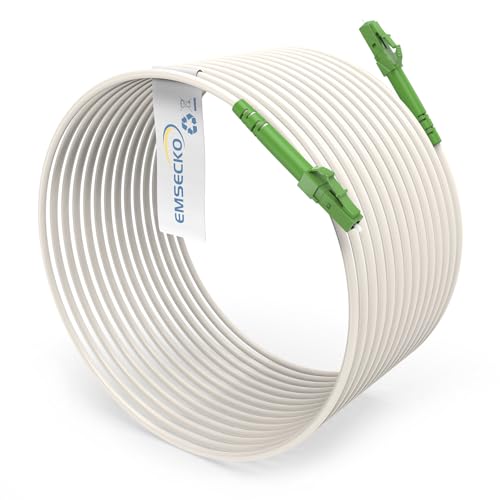 EMSECKO 30M OS2 Simplex LC/APC 8° Stecker, 3.0mm LWL Glasfaser-Kabel, 9/125μm Patchkabel LSZH, FTTH Lichtwellenleiter, Weiß von EMSECKO