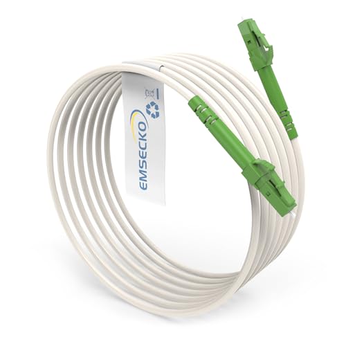 EMSECKO 7M OS2 Simplex LC/APC 8° zu LC/APC 8° Stecker, 3.0mm LWL Glasfaser-Kabel, 9/125μm Patchkabel LSZH, FTTH Lichtwellenleiter, Weiß von EMSECKO