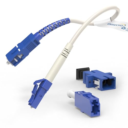 EMSECKO Glasfaserkabel LC/UPC auf SC/UPC OS2 22cm Simplex Singlemode 3.0mm LWL Patchkabel LSZH, FTTH Lichtwellenleiter (LC/UPC - SC/UPC) von EMSECKO