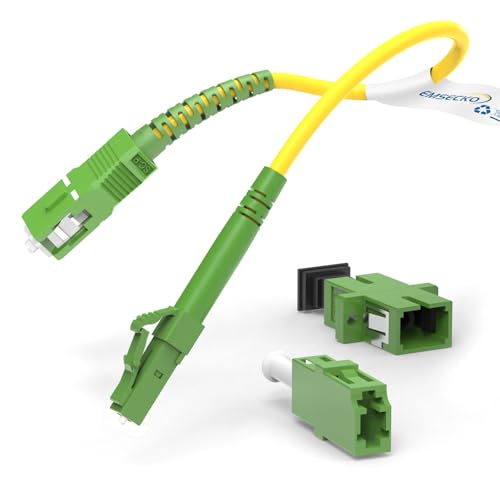 EMSECKO Glasfaserkabel LC auf SC 22CM (LC/APC-SC/APC) OS2 Simplex Singlemode O.D. 3.0mm mit Glasfaseradapter LWL Simplex Singlemode LSZH, FTTH Lichtwellenleiter von EMSECKO