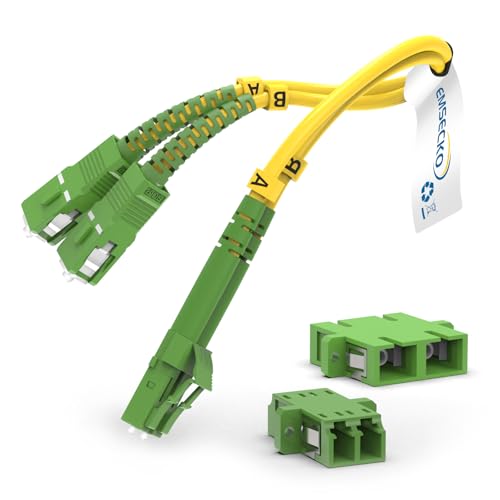 EMSECKO Glasfaserkabel SC/APC auf LC/APC Duplex Singlemode 22cm 3.0 Mit Adapter (LC-SC-SM-DX) von EMSECKO