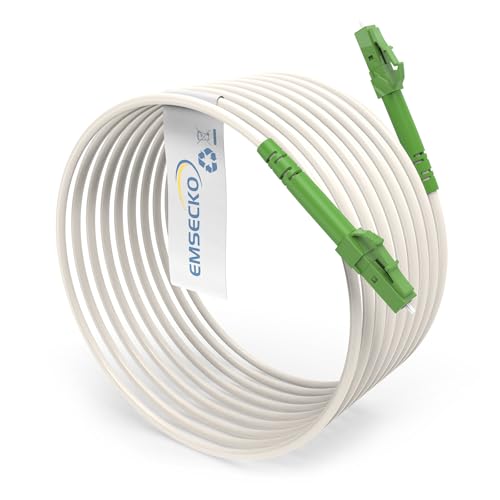 EMSECKO LC/APC auf LC/APC LWL Glasfaserkabel, 10M OS2 Simplex 3.0mm Stecker, 9/125μm Patchkabel LSZH 8°, FTTH Lichtwellenleiter, Weiß von EMSECKO