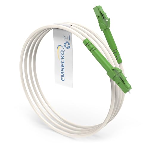 EMSECKO LC/APC auf LC/APC Stecker, 3M OS2 Simplex 3.0mm LWL Glasfaser-Kabel, 9/125μm Patchkabel LSZH, FTTH Lichtwellenleiter, Weiß von EMSECKO