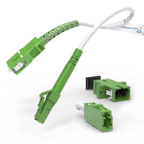 EMSECKO LC/APC-SC/APC Glasfaser-Patchkabel mit Glasfaseradapter, 22CM weißer LSZH-Mantel, Durchmesser 3.0mm, hochwertige Verbindungslösung (LC/APC-SC/APC-Weiß) von EMSECKO