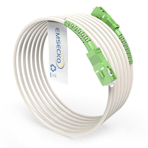 EMSECKO LWL Glasfaser-Kabel OS2 3.0mm SC/APC auf SC/APC Simplex Singlemode Glasfaserkabe 7 Meter Patchkabel – Lichtwellenleiter (7M) von EMSECKO
