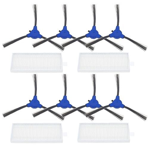 EMSea 12-teiliger Seitenbürsten Und Filter Ersatz Kompatibel mit Bagotte BG600 BG700 BG80 Roboter-Staubsauger Rollen-Seitenbürstenfilter von EMSea