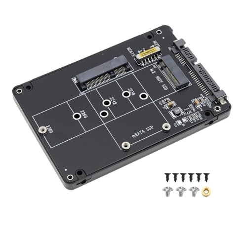 EMSea 2-in-1 Combo M.2 NGFF B-Key & mSATA SSD auf SATA 3.0 Adapter Konverter Gehäuse kompatibel mit SATA3.1 Standard PCI Express M.2 Protokoll von EMSea