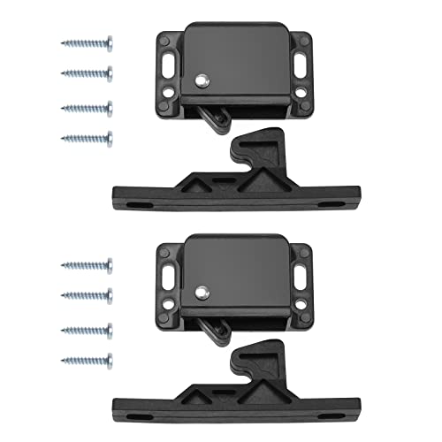 EMSea 2 x Schranktürriegel mit 8 Schrauben, Wohnmobil-Schubladen-Riegel, Wohnwagentür-Halter, Zubehör für Schränke, Schiebetüren, Zuhause, Küche, schwarz von EMSea