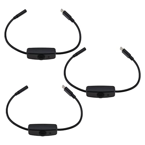 EMSea 3 x Typ-C Stecker auf Buchse, Schalter-Verlängerungskabel mit An-Aus-Taste, Netzschalterkabel für Handys, Tablets, USB, kleine Schreibtischlampe/Lüfter-Netzteil, 28 cm, Schwarz von EMSea