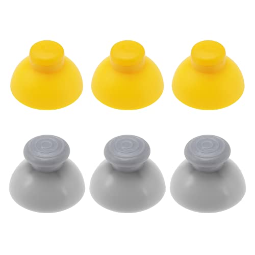 EMSea 6 Stück Analoge Joysticks Ersatzkappen Regler Abdeckungen Kompatibel mit Nintendo GameCube Controller Ersatz Zubehör aus ABS, Gelb Und Grau von EMSea