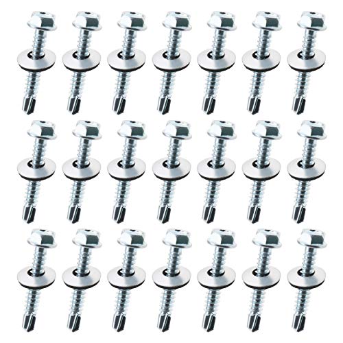 EMSea 100 Stück Dach Schraube Selbstschneidend Ausgehend Befestigung Verzinkten Stahl Metall Holz Abstellplatte (6,3 x 45 mm) von EMSea