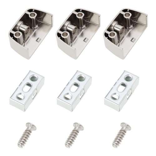 EMSea 12 Sätze Trapezförmiger 3-in-1 Möbelplattenhalter Anschluss Zinklegierung Eisen Möbelplatten Anschluss Kit für Hängeschränke Lagerschränke von EMSea