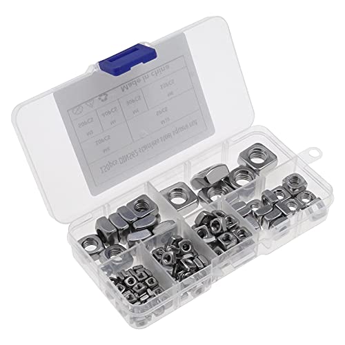 EMSea 150 Teilige DIN 562 Vierkant Dünn Muttern Sortiment mit Aufbewahrungsbox M3 M4 M5 M6 M8 M10 304 Edelstahl von EMSea