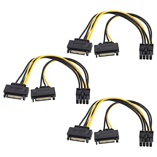 EMSea 3 Stücke Dual SATA Strom zu 8Pin Kabel SATA-zu-PCI-E-Stromadapterkabel Sata Power Verlängerungskabel Elektrisches Zubehör 20cm von EMSea