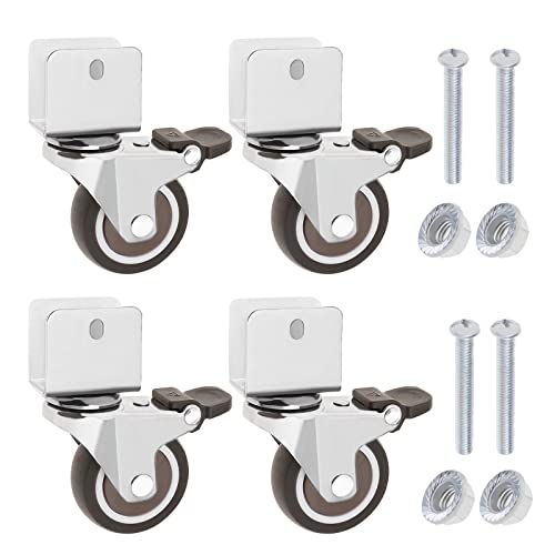 EMSea 4 Stück Lenkrollen mit U-förmiger Halterung, U-Klemme Rolle mit Bremse für Möbel Blumenständer, Tragfähigkeit 27kg pro Rad, Innendurchmesser 20 mm von EMSea