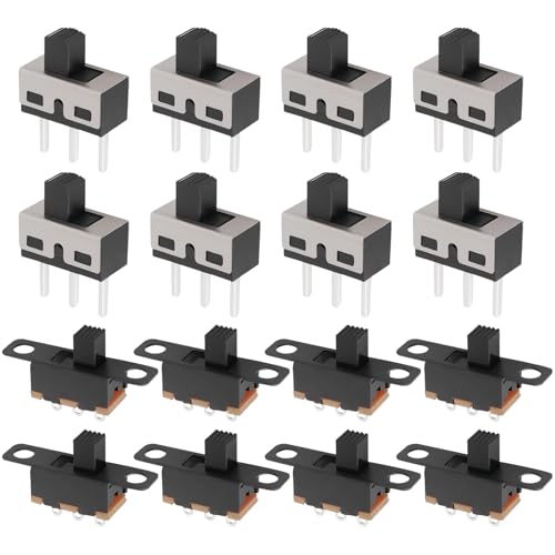 EMSea 80 PCs SS12D10 SS12F15 Hochknauf Vertikale Schiebeschalter SPDT 3-poliger 2-Positionen-Mikro-Verriegelungs-Kippschalter für die Schalttafelmontage für Audiogeräte von EMSea