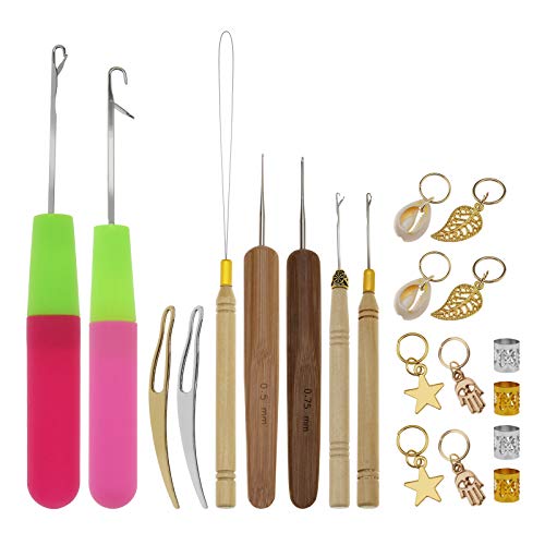 EMSea 89 Stück Dreadlocks Häkelnadeln mit Haarband, Dekoration, Haarverlängerung, Nadeln, Werkzeug zum Flechten von Haaren von EMSea