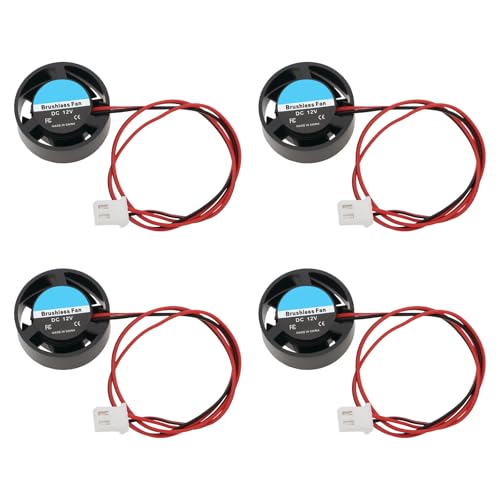 EMSea Mini 2510 bürstenloser Lüfter 9 V-14,4 V, runder Lüfter DC2510, leise, großes Luftvolumen, Lüfter für Laptops, Spielkonsolen (25,7 x 10,1 mm), 4 Stück von EMSea
