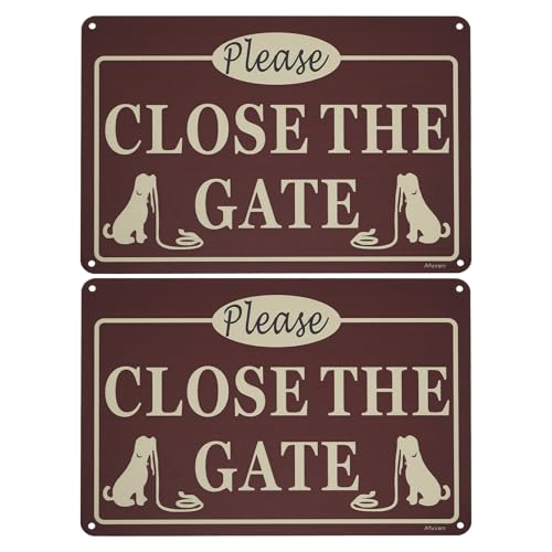EMSea Schild mit Aufschrift "Please Close The Gate", "Close the Door to Prevent Dog From Getting Lost", 25 x 18 cm, 2 Stück von EMSea
