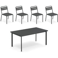 Emu - Star Outdoor Tisch 160 x 90 cm + Stuhl (4er-Set), antikeisen von EMU
