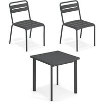 Emu - Star Outdoor Tisch 70 x 70 cm + Stuhl (2er-Set), antikeisen von EMU