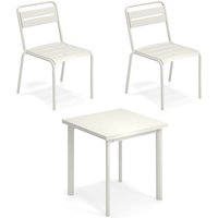 Emu - Star Outdoor Tisch 70 x 70 cm + Stuhl (2er-Set), weiß von EMU
