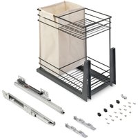 Emuca Auszugswagen mit Körben und untereingeschraubtem Titane-Brottier mit sanfter Schließung, Modul 300mm, Stahl, Anthrazitgrau von EMUCA