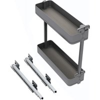 Emuca Flaschenregal seitlich ausziehbar Harmony mit Soft-Close, Modul Breite 200mm Höhe 700mm, Stahl und Holz, Anthrazitgrau von EMUCA