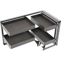 Emuca Harmony Eckauszugssystem für Küchenmöbel, Rechts, Stahl und Holz, Anthrazitgrau von EMUCA