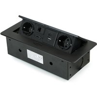 Emuca - Multistecker Atom 26, 225x111mm, 2 Schuko-Stecker, 1 usb Typ a, 1 usb Typ c, 1 RJ45, 1 hdmi, Zamak-Stahl-Kunststoff, Schwarz Emuca - Multistecker Atom 26, 225x111mm, 2 Schuko-Stecker, 1 usb Typ a, 1 usb Typ c, 1 RJ45, 1 hdmi, Zamak-Stahl-Kunststoff, Schwarz von EMUCA