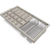 Set aus Organizer Schubladenset, Hilfsablage und Soft-Close-Führungsrahmen für Kleiderschränke, verstellbar, Modul 900mm, Steingrau - Steingrau von EMUCA