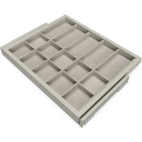 Set aus Organiser Schubladen set mit Soft-Close Auszugsrahmen für Kleiderschrank, verstellbar, Modul 600mm, Steingrau - Steingrau lackiert - Emuca von EMUCA