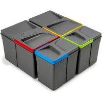 Emuca Recycle-Küchenschubladenbehälter mit geruchsdichtem Deckel, Höhe 216mm, 2x12l, 2x6l, Kunststoff anthrazitgrau von EMUCA