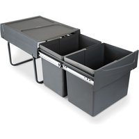 Emuca - RecyclingRecyclingbehälterRecycle für Bodenmontage und manuellen Auszug in der Küchenzeile 2x15Liter, Kunststoff anthrazitgrau von EMUCA