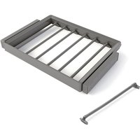 Emuca - Satz aus 7-Stangen-Hosenhalter und ahmen für Schrank Quartz, mit Soft-Close- und Vollauszugsschienen, Modul 70 cm, Titan-Oberfläche von EMUCA
