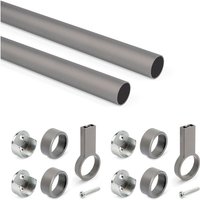 Emuca Satz von 2 runde Korpusschienen D.28mm Länge 1,15m mit Halterungen, Aluminium und Zamak, Titanium Emuca Satz von 2 runde Korpusschienen D.28mm Länge 1,15m mit Halterungen, Aluminium und Zamak, Titanium von EMUCA