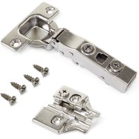 Set Scharniere für Eckanschlag X91 mit sanftes Schließen und Montageplatte, mit Montageplatte Euro, Titanium, - Titanium - Emuca von EMUCA