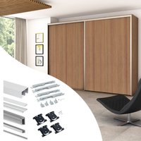 Set aus Hardware set für Placard 81 2-schiebig und sanft Schliessend Kleiderschrank, Sharp Profil, Dicke 16mm, Paneele nicht inbegriffen, Matt von EMUCA